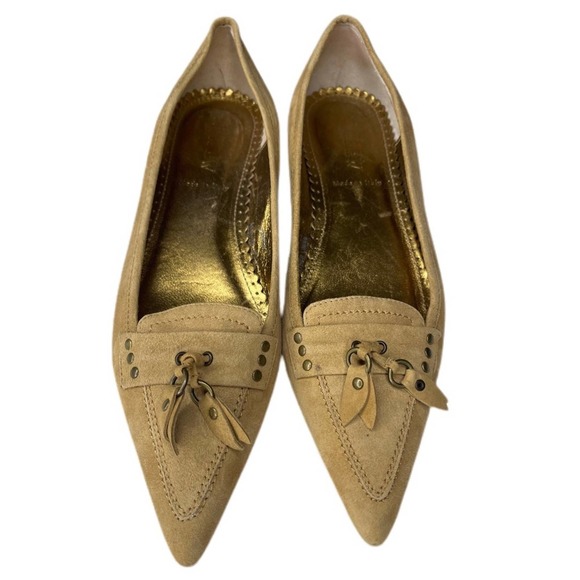 J.Crew Pointed Toe Suede Tan Flats SZ 7